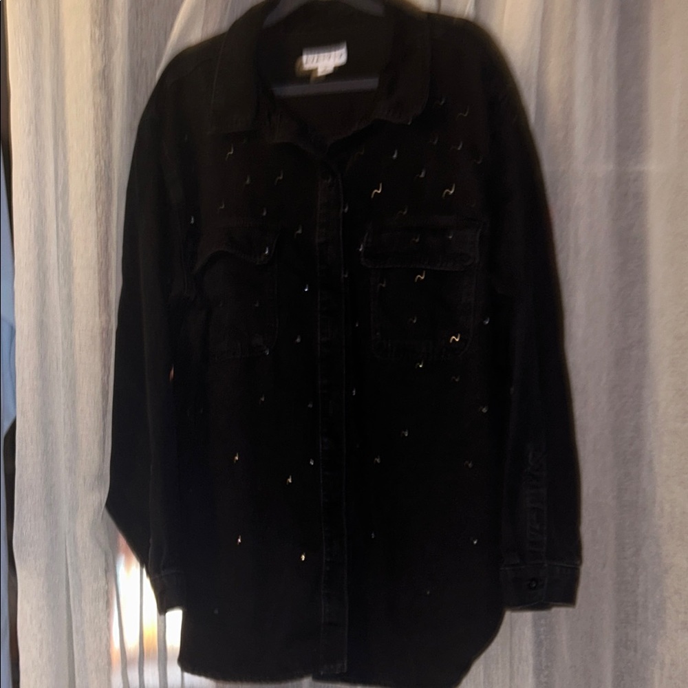 Ava & Viv Black Jacket Rhinestone Embellishment sz 1X